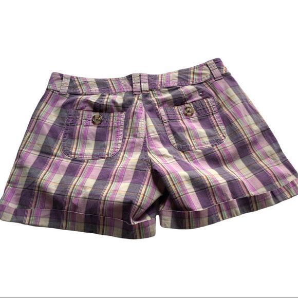 Tommy Hilfiger Women’s Lavender plaid shorts cuffed Size 4 - Picture 4 of 7